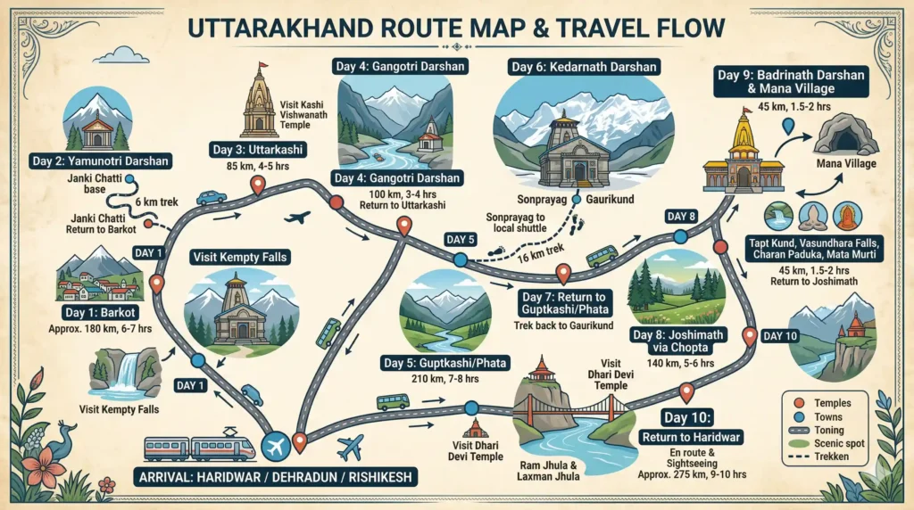 Route map of Char dham yatra